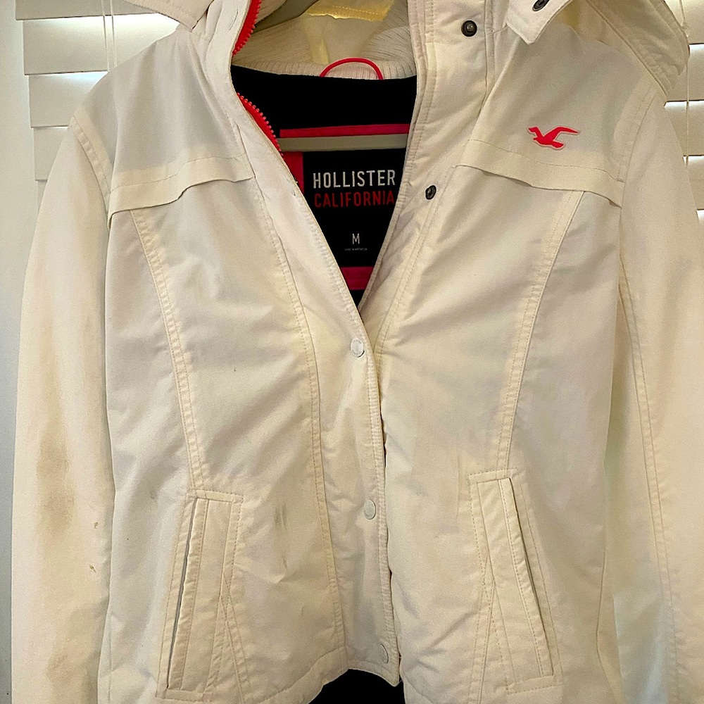 Hollister White Winter Jacket Medium